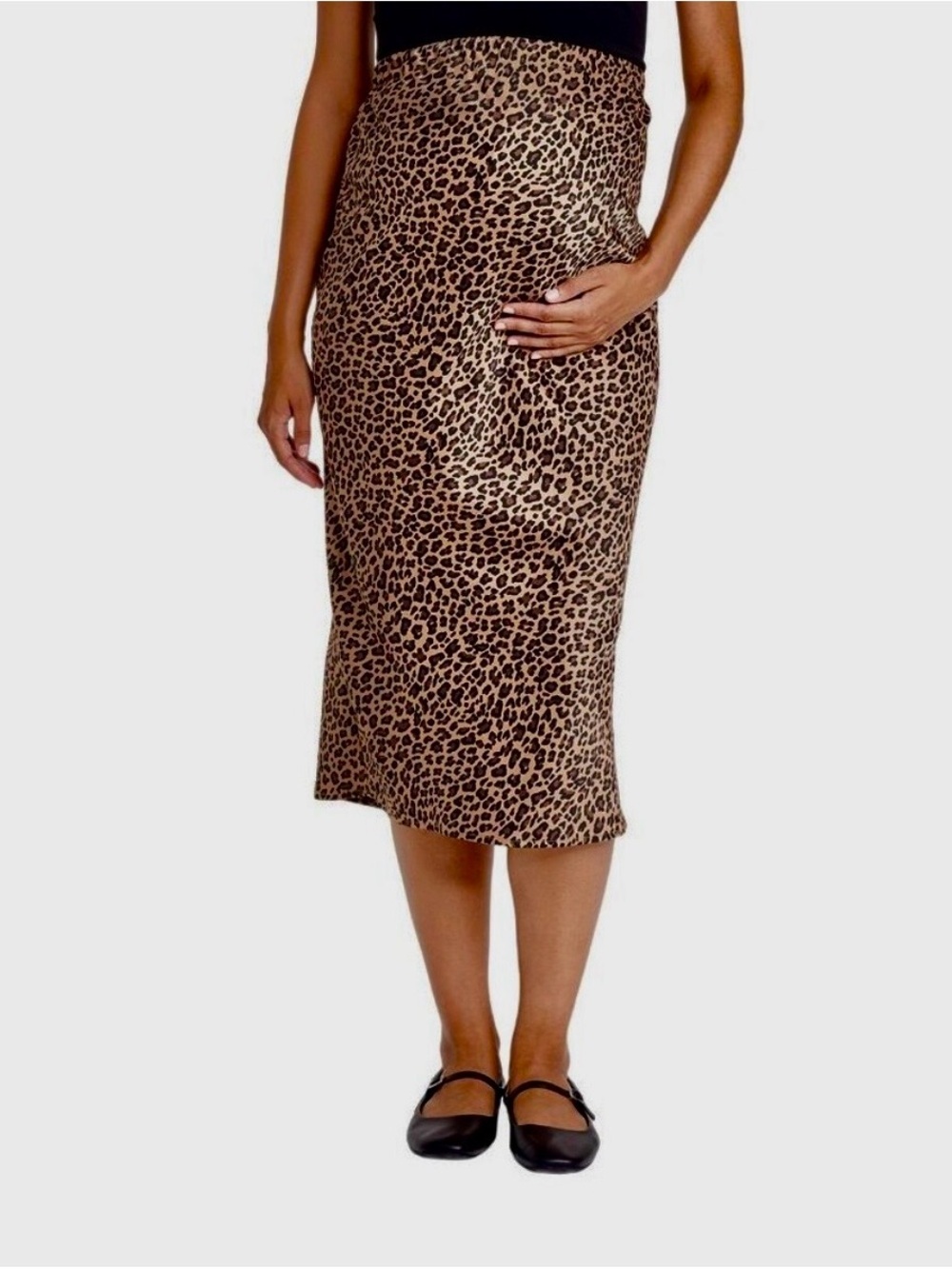 Leopard Print Midi Skirt in Brown